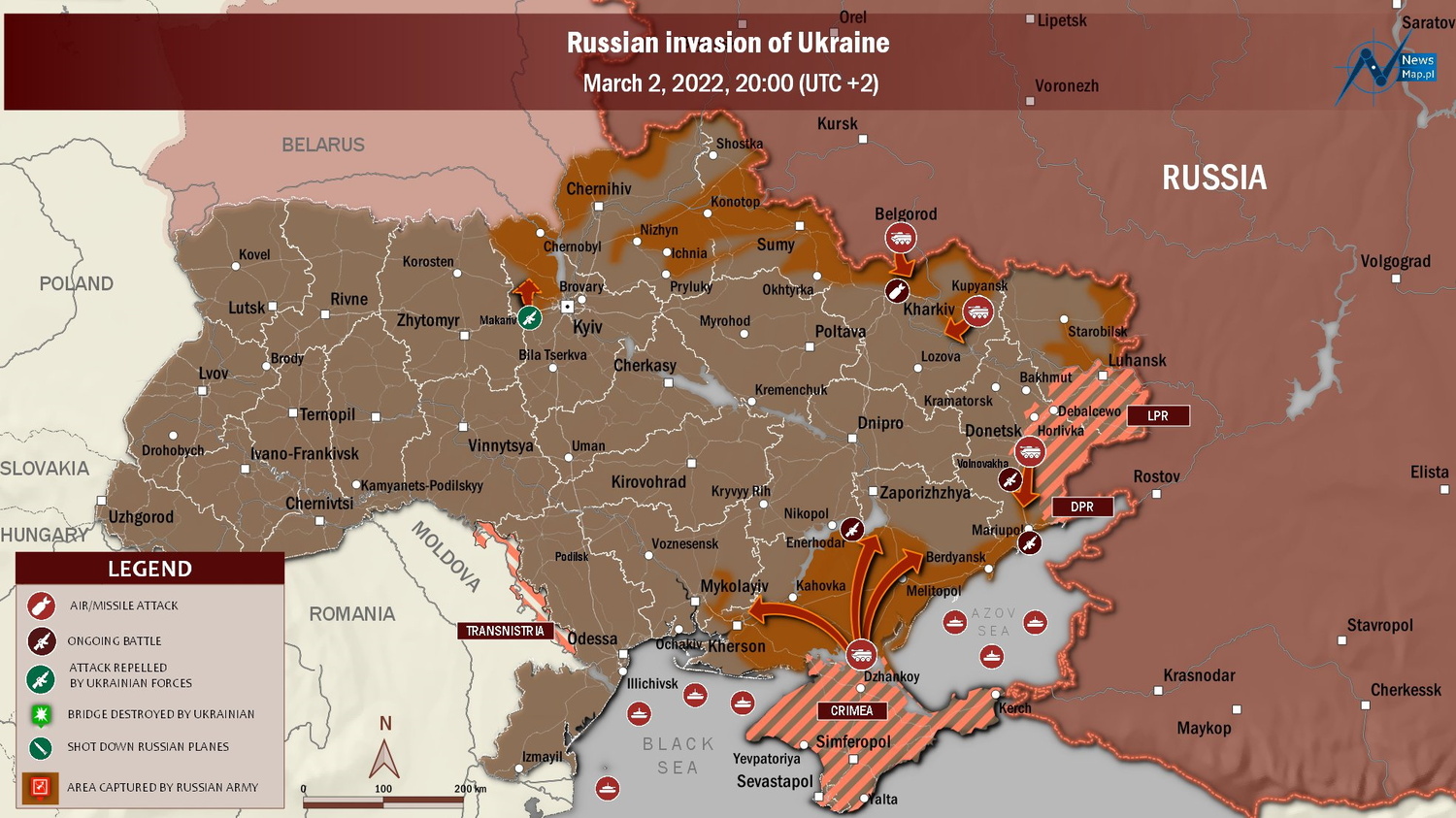 Russia separates Ukraine from the sea